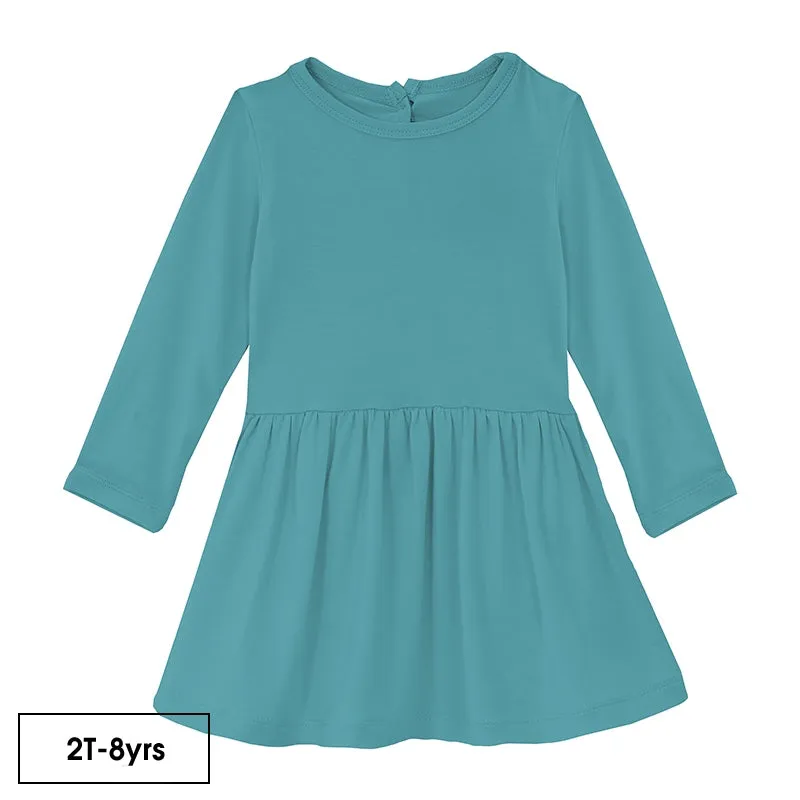 Kickee Pants Long Sleeve Twirl Shirt Dress ~ Glacier