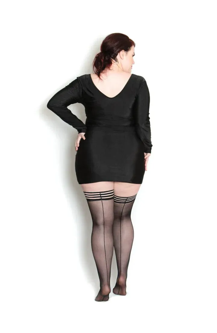 Kix'ies Lois Black Back Seam Thigh Highs