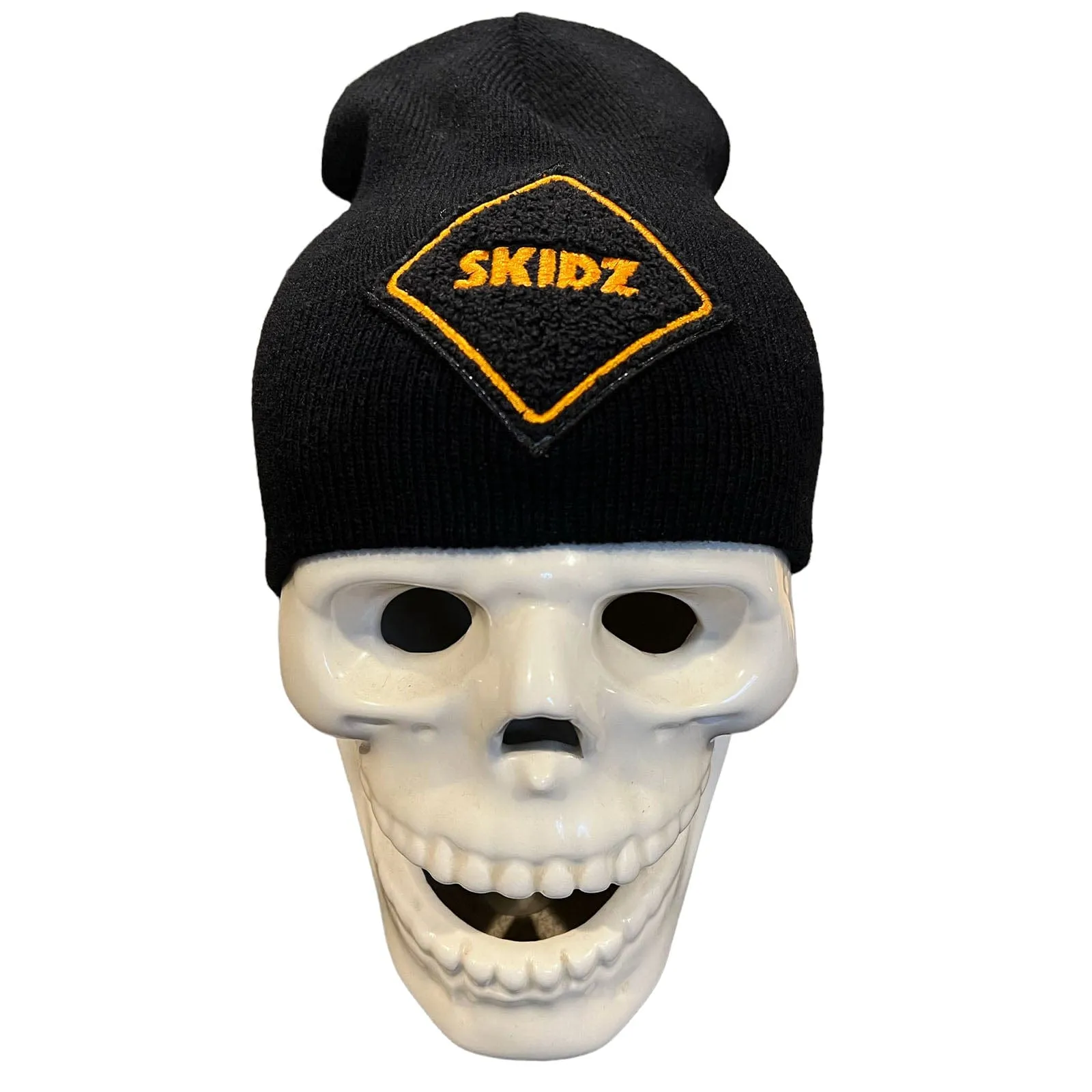 Knit Black Beanie Hat - SKIDZ Black Logo