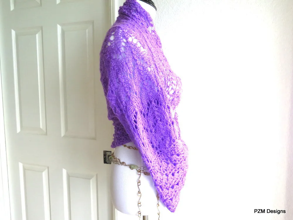 Lacy hand knit sweater shrug, gift for her