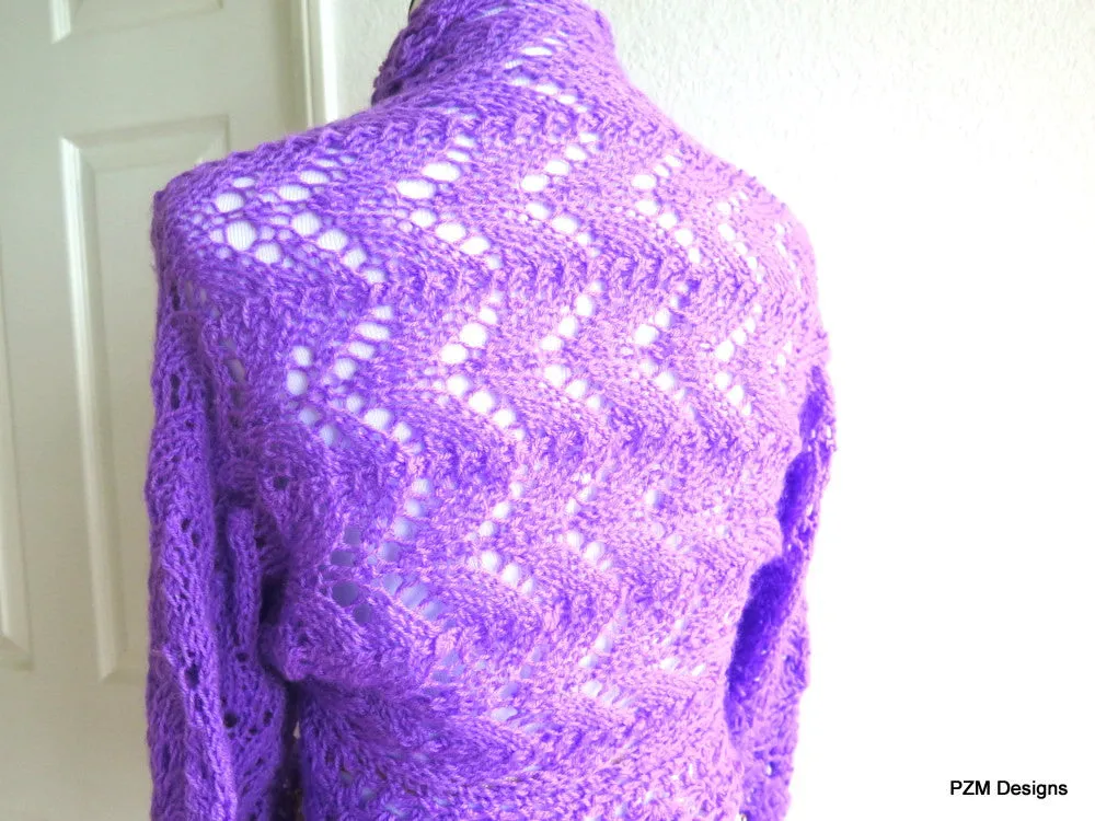 Lacy hand knit sweater shrug, gift for her