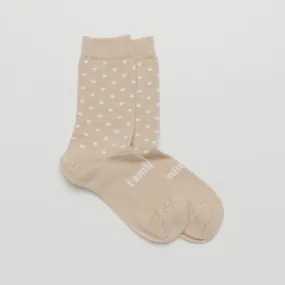 Lamington Truffle Oatmeal & Polka Dots Merino Crew Socks