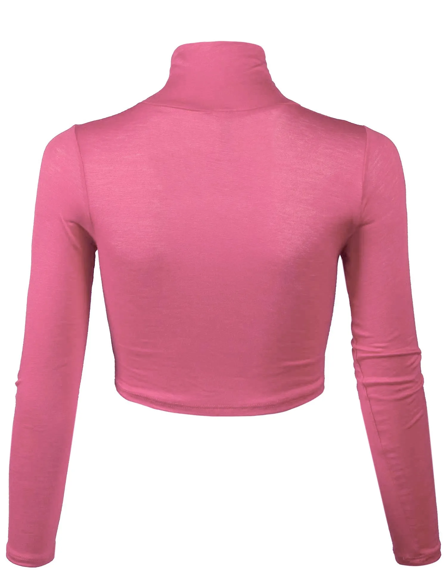 Lightweight Fitted Long Sleeve Turtleneck Crop Top with Stretch