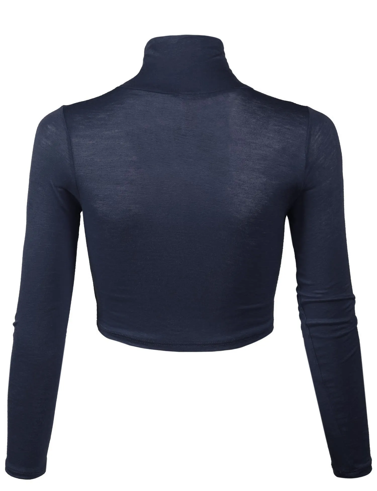 Lightweight Fitted Long Sleeve Turtleneck Crop Top with Stretch