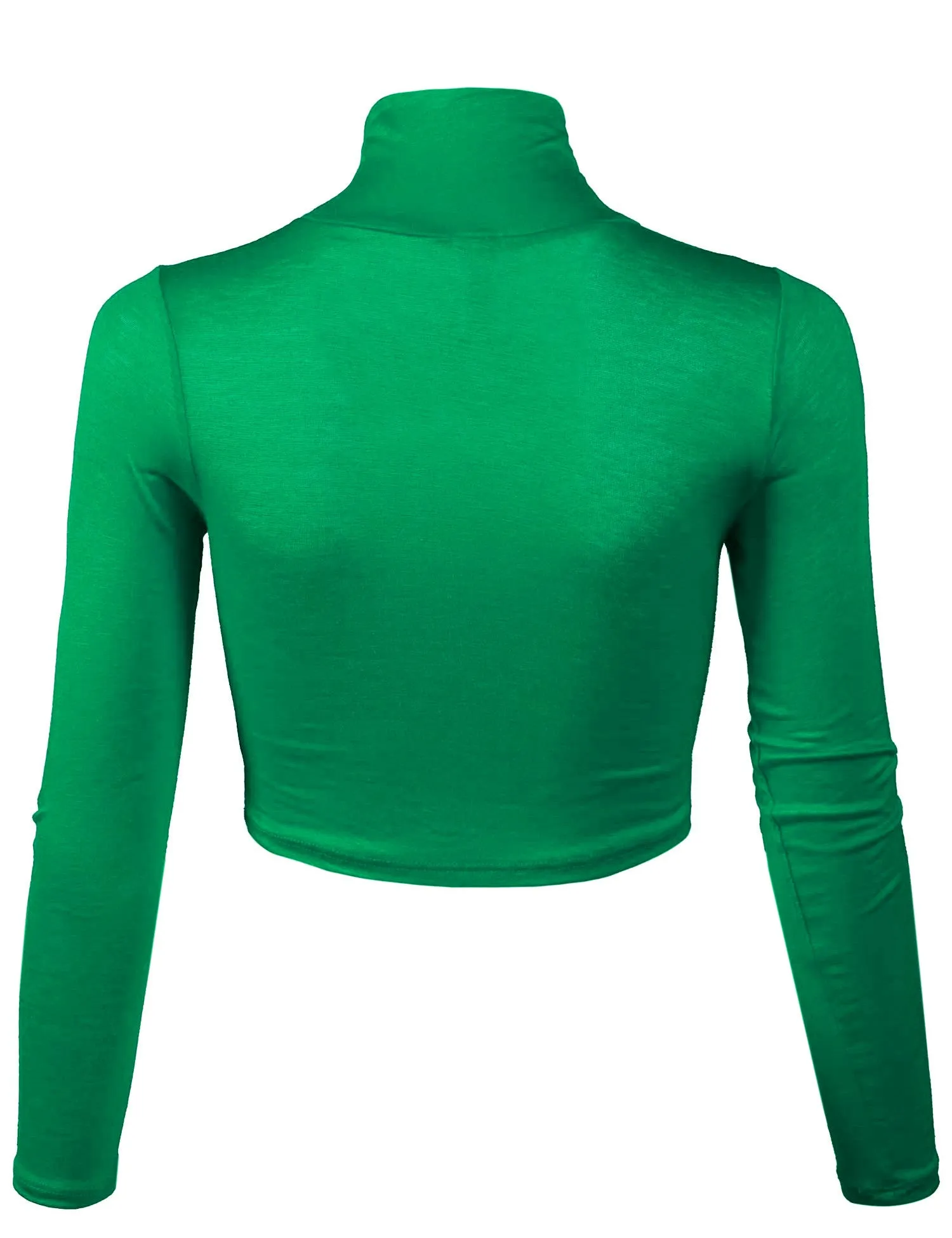 Lightweight Fitted Long Sleeve Turtleneck Crop Top with Stretch