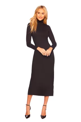 long sleeve turtleneck slit dress