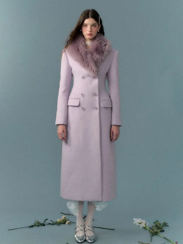 Long wool coat with fur collar【s0000005657】