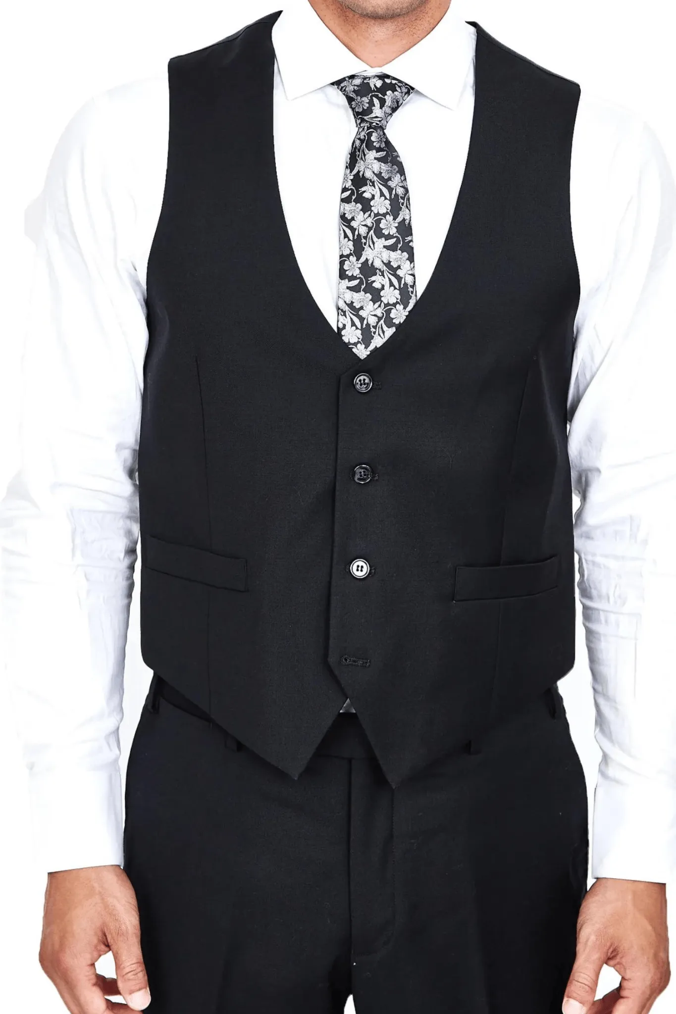 Low Cut Black Luxurious Italian Wool Collection Vest