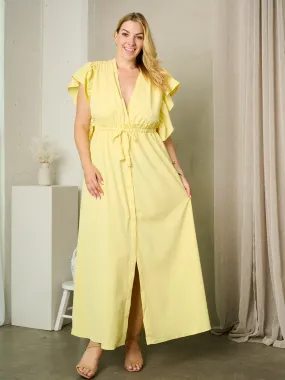 LXUX LE0107D Elastic Waist PlusSize Maxi Dress