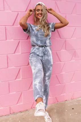 Make It A Mai Tai Tie Dye Jumpsuit In Slate