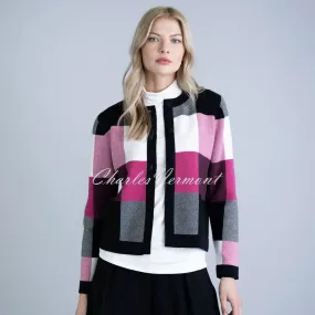 Marble Round Neck Cardigan – style 6378-181 (Raspberry / Multi)