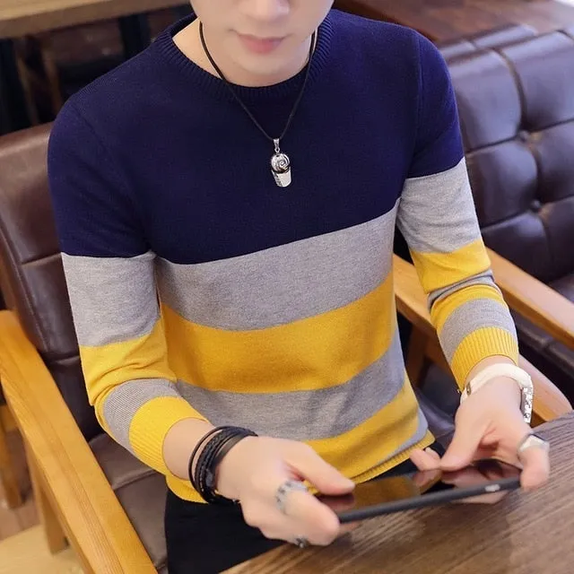 Men Long Sleeve Knitted Sweater Pullovers Coat