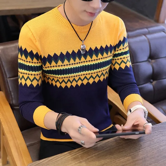 Men Long Sleeve Knitted Sweater Pullovers Coat