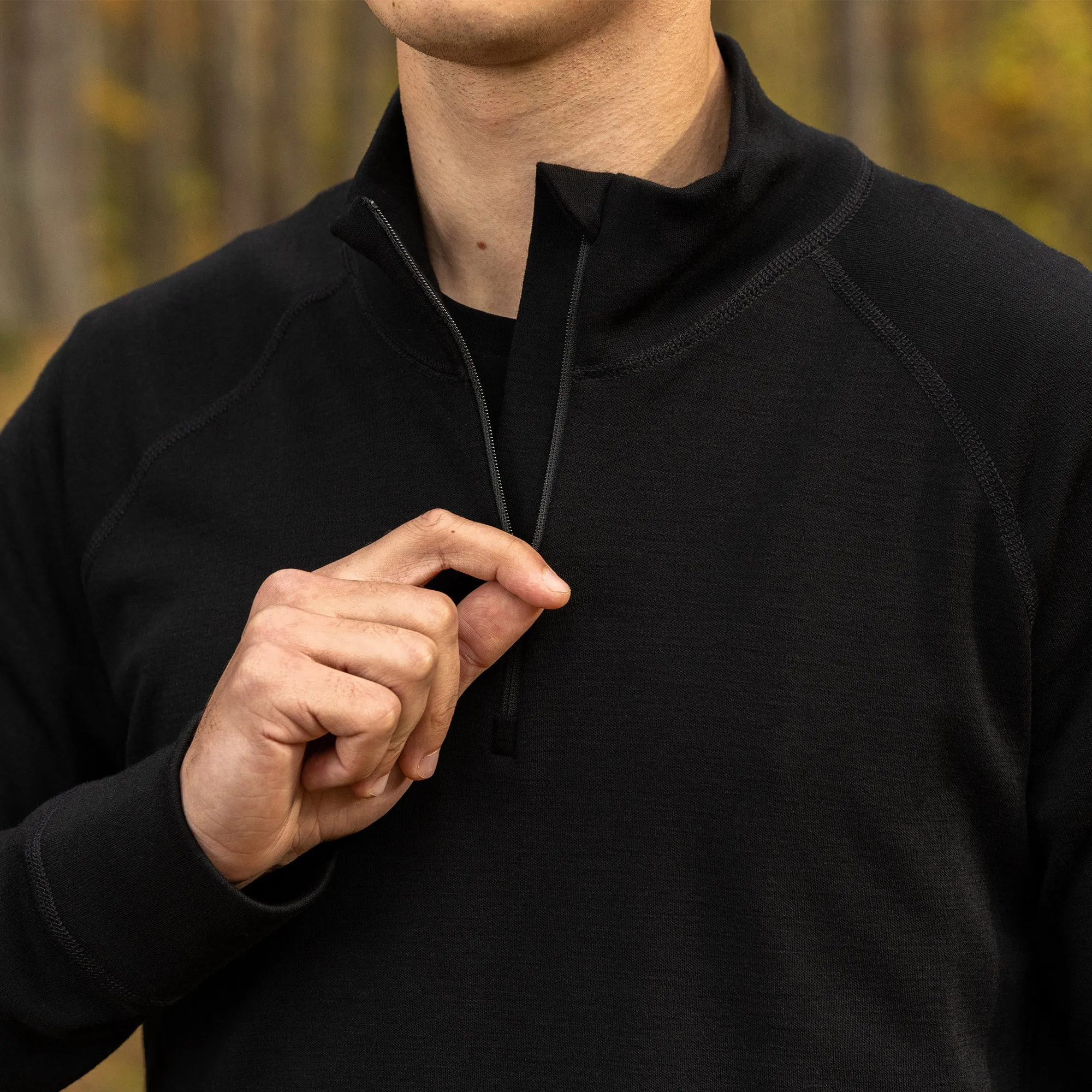 Men's 250 Zip Neck Top Black