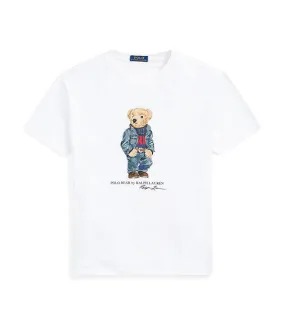 Men's Classic Fit Polo Bear Jersey T-Shirt White Bear