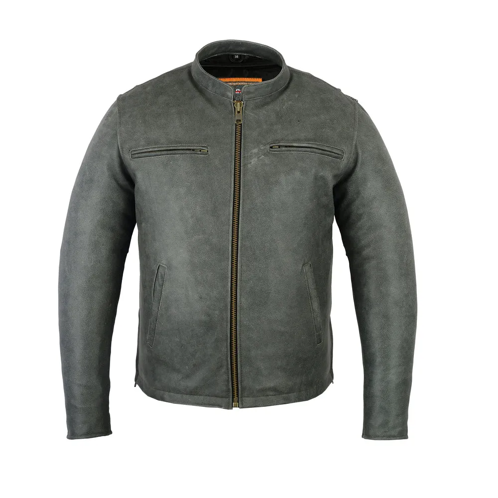 Men's Sporty Cruiser Gray Leather Jacket