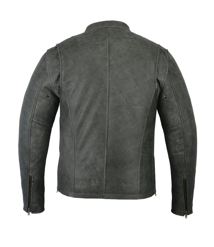 Men's Sporty Cruiser Gray Leather Jacket