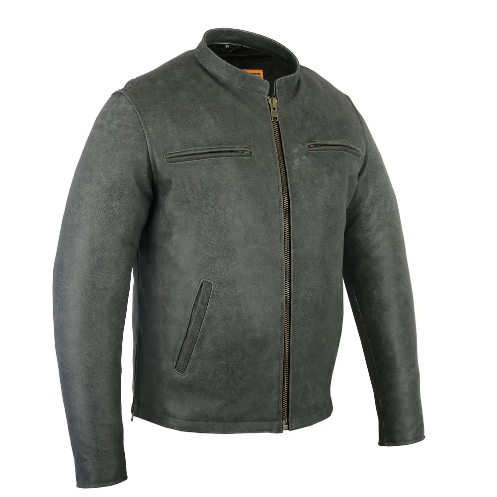 Men's Sporty Cruiser Gray Leather Jacket