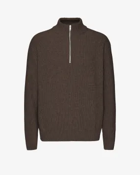 Merino Quarter Zip - Coffee Brown