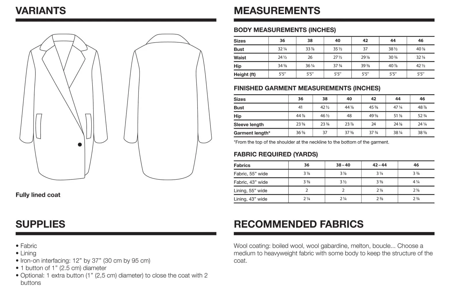 Merlin Ladies Coat Sewing Pattern, I AM Patterns