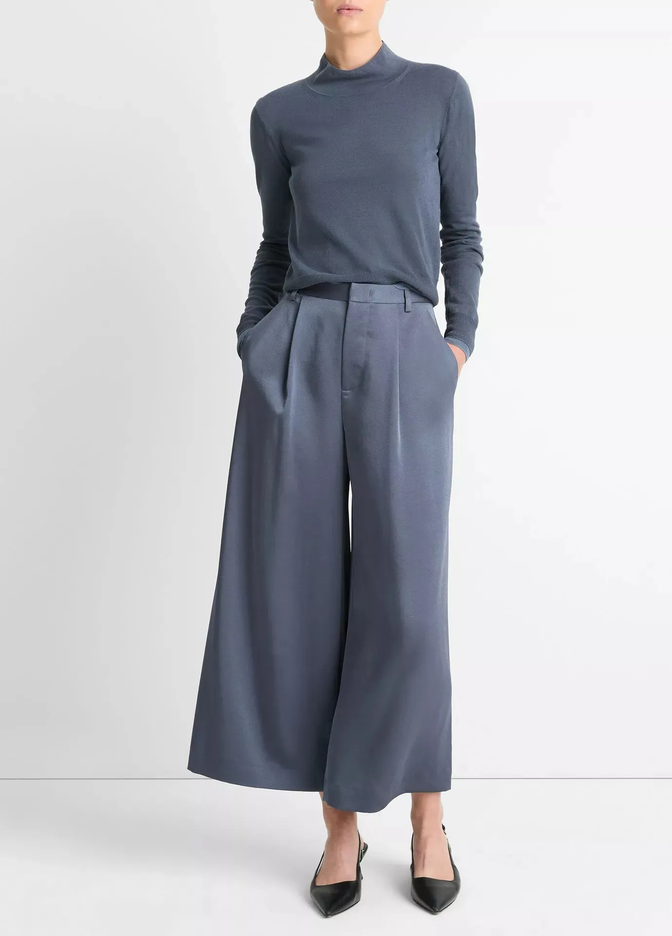 Mid Rise Satin Culotte