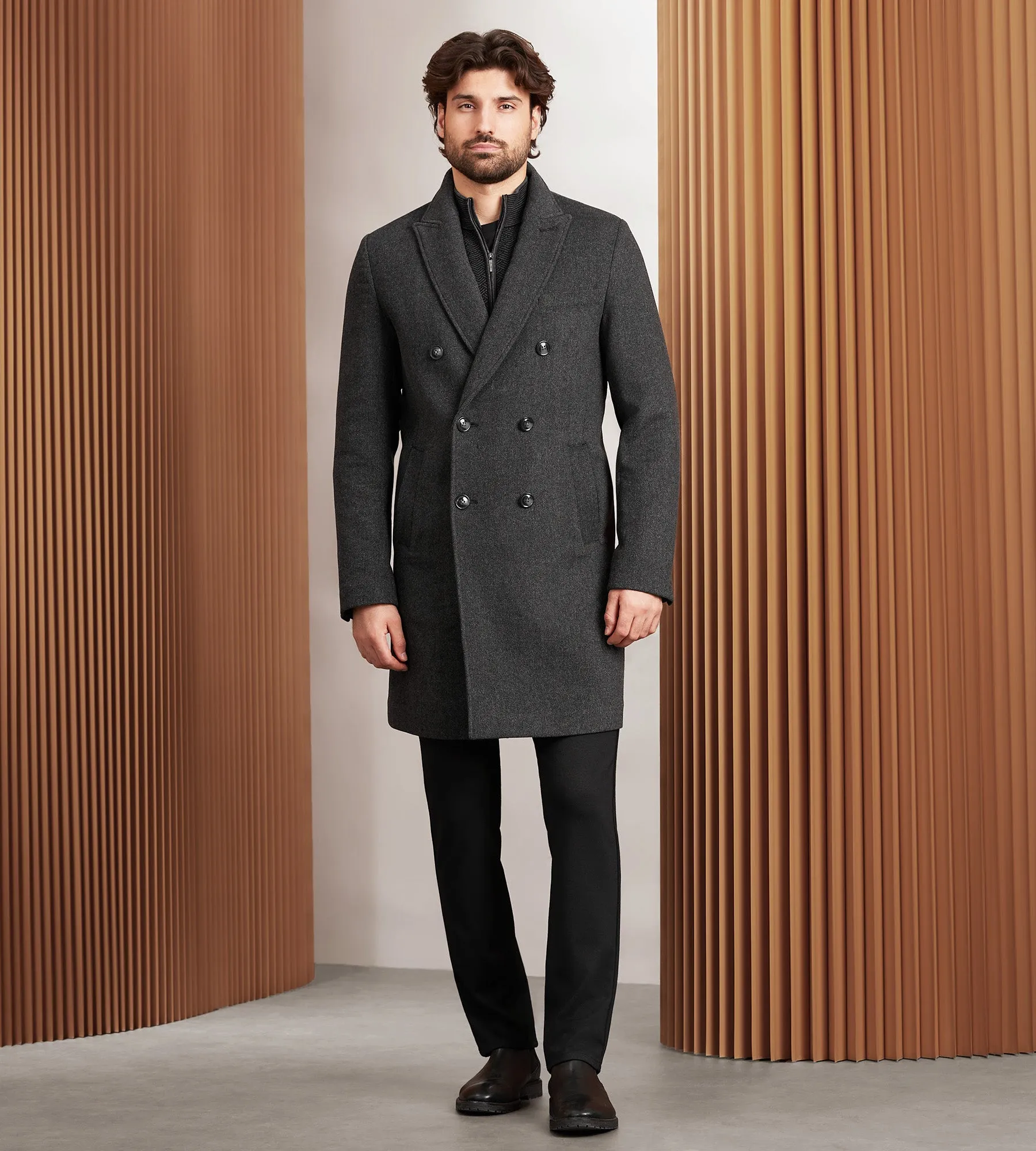 Modern Fit Wool Double Breasted Top Coat