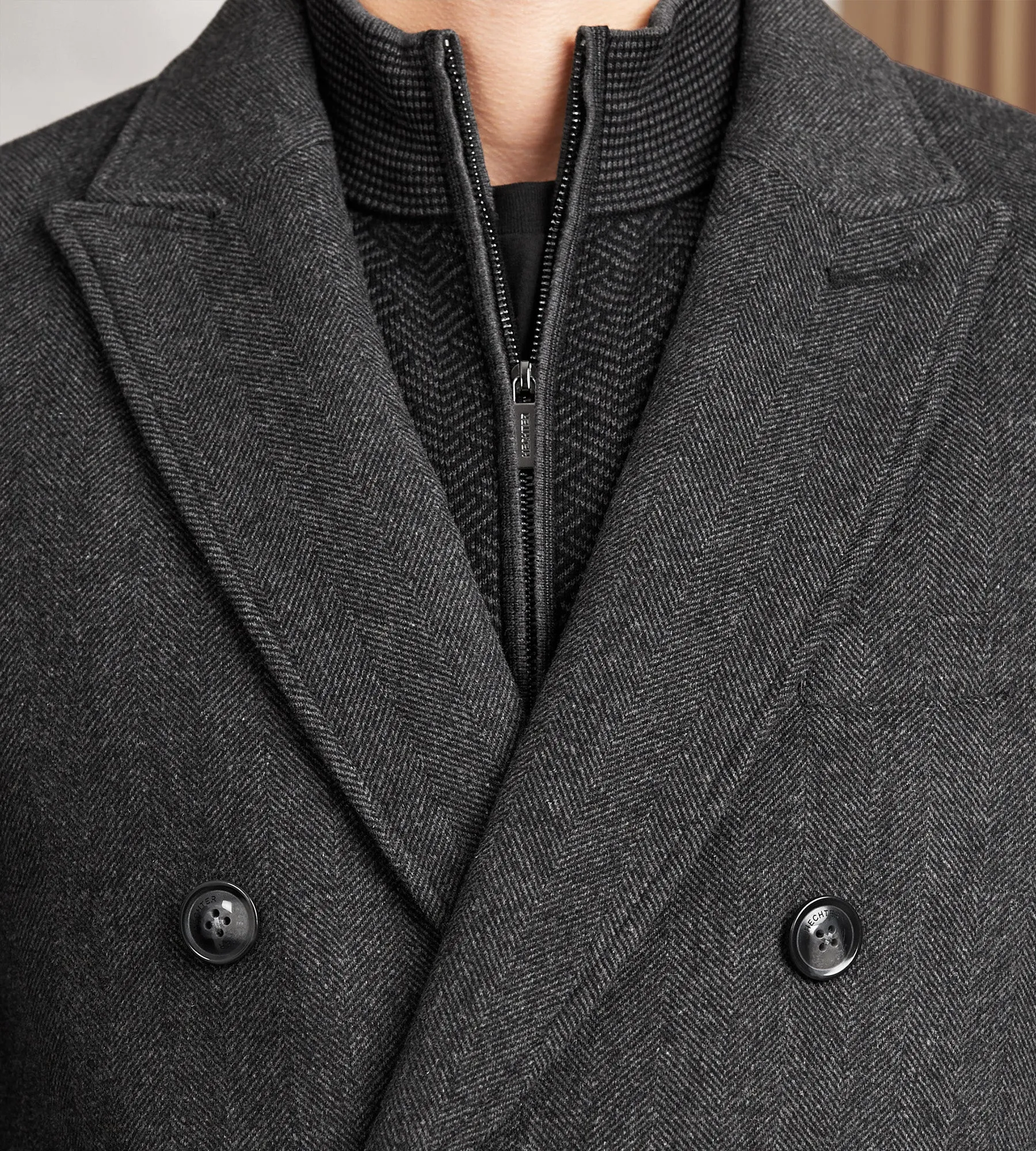 Modern Fit Wool Double Breasted Top Coat