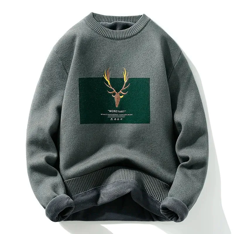 MOREYART GoldenDeer Slim Fit Sweater