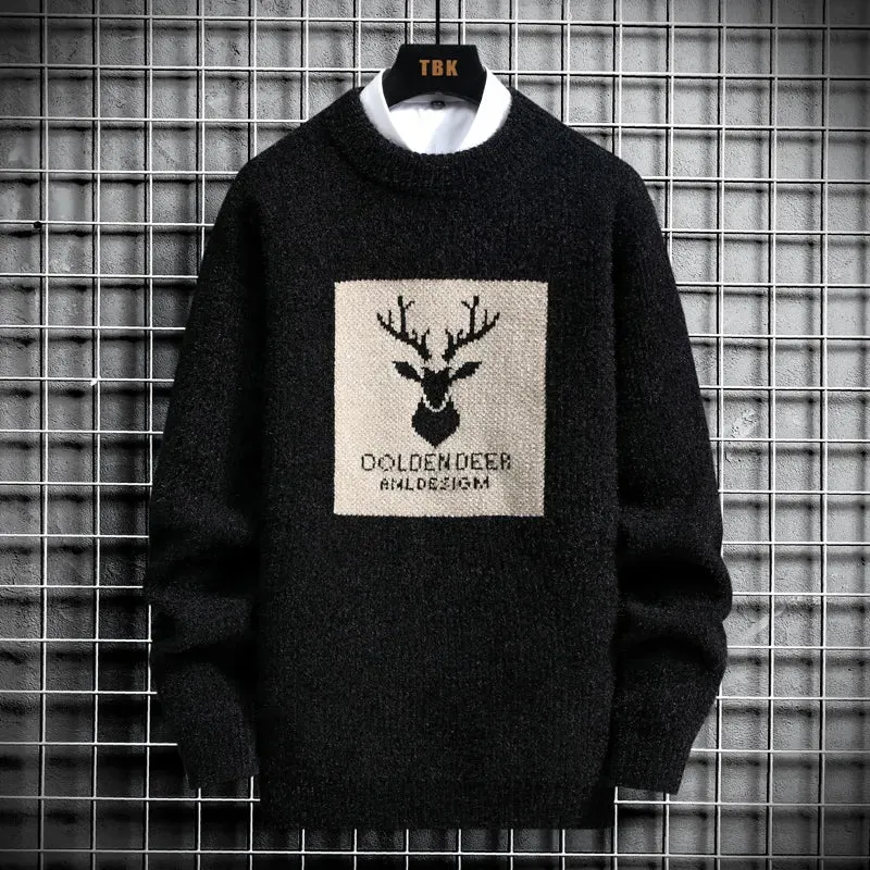 MOREYART GoldenDeer Slim Fit Sweater