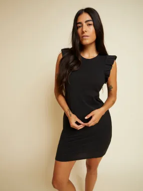 Nation LTD - Elliot Fused Ruffle Dress in Jet Black