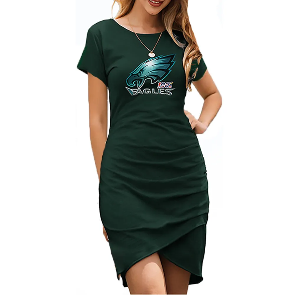 nfl 100 eagles fans Dress|nfl Philadelphia eagles Fans Women's Dress Mini Short Sleeve (2 Colors)