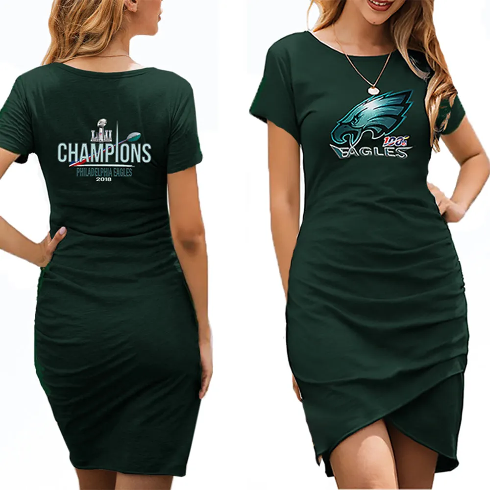 nfl 100 eagles fans Dress|nfl Philadelphia eagles Fans Women's Dress Mini Short Sleeve (2 Colors)