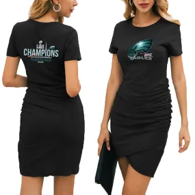 nfl 100 eagles fans Dress|nfl Philadelphia eagles Fans Women's Dress Mini Short Sleeve (2 Colors)