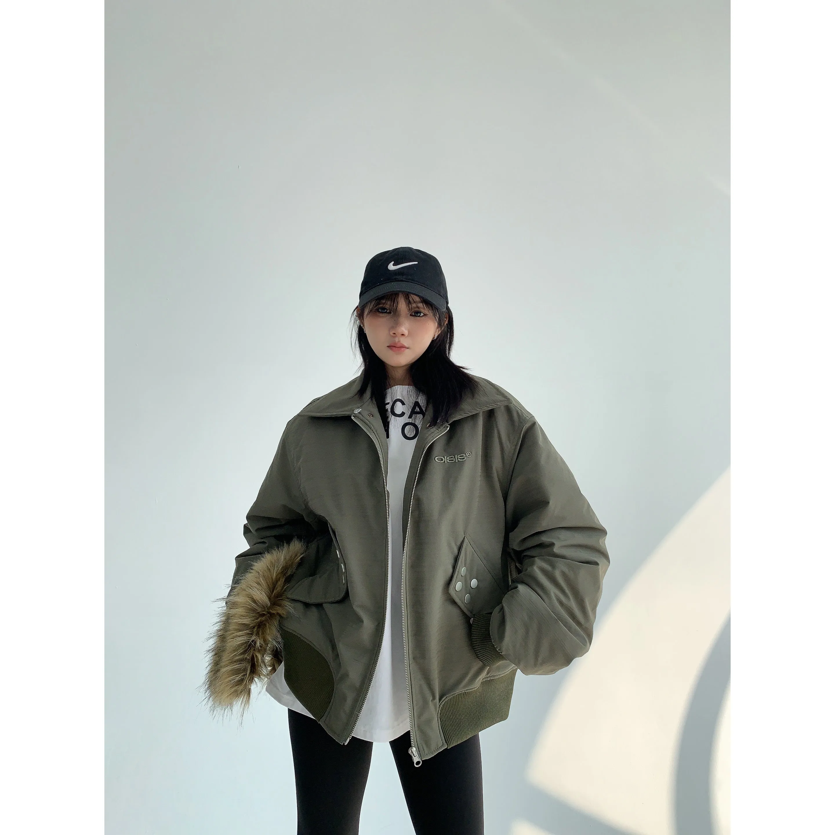 Oversized Faux Fur Collar Coat