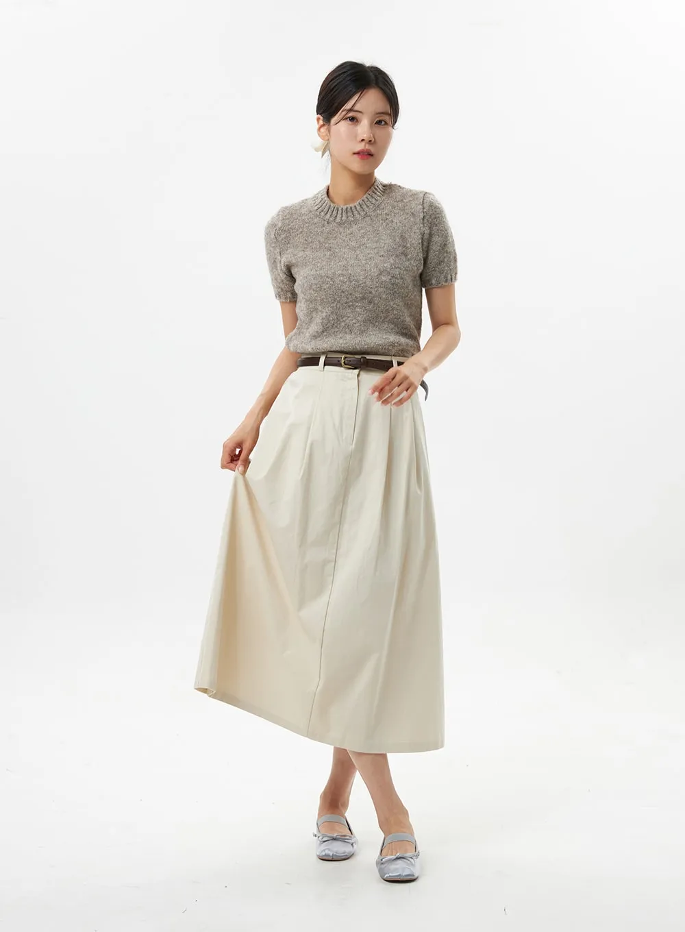 Pintuck Cotton Maxi Skirt OS321