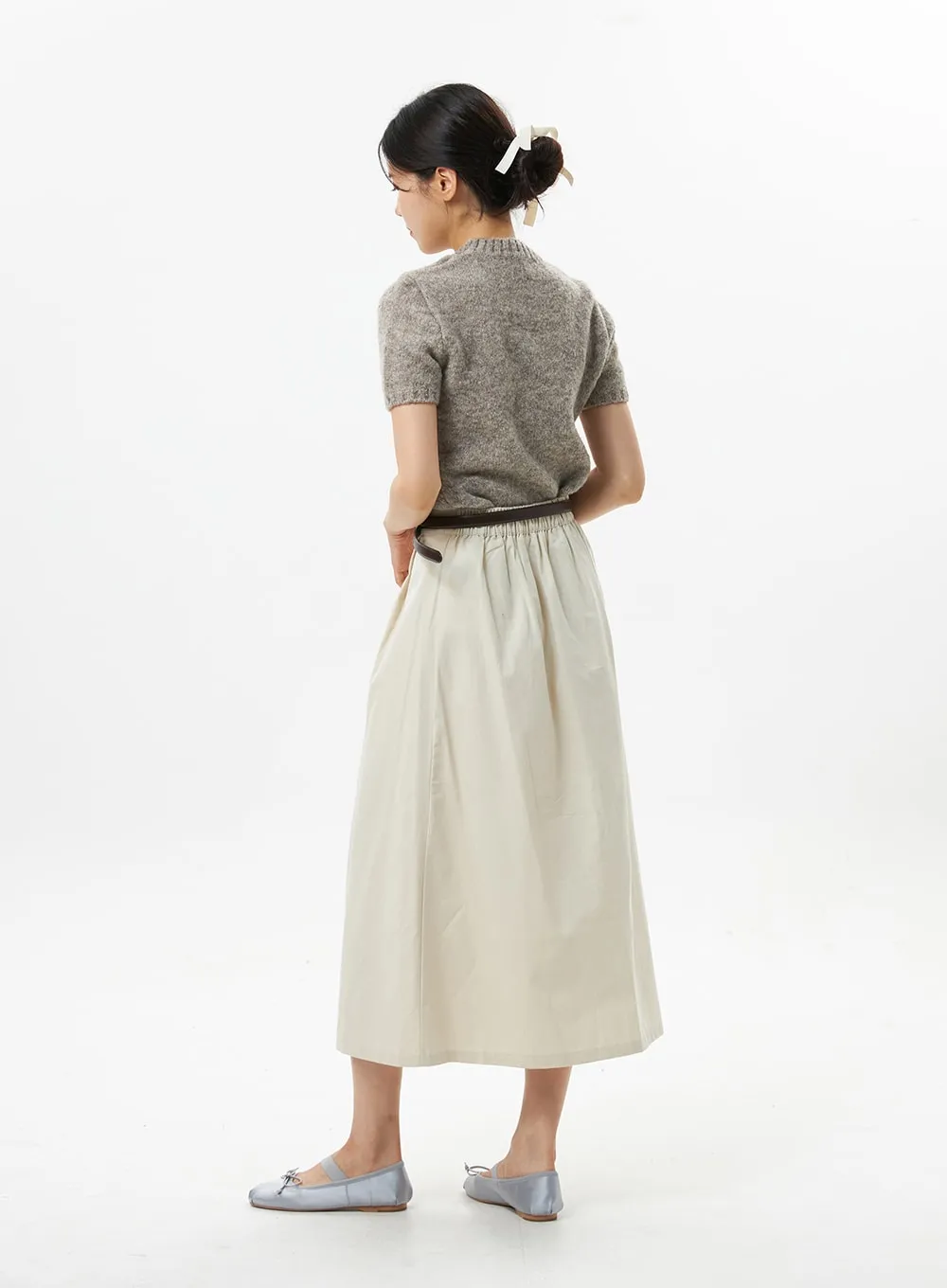 Pintuck Cotton Maxi Skirt OS321