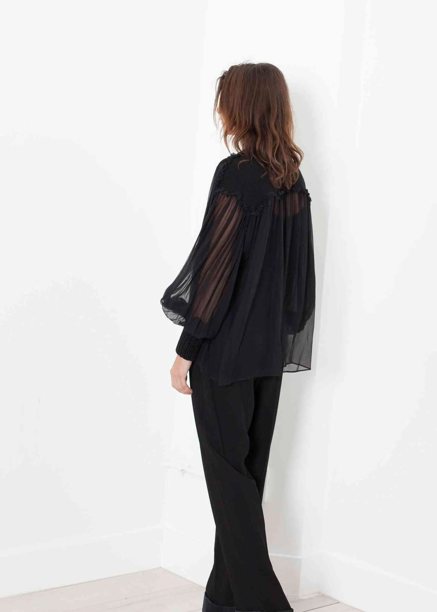 Poet Silk Sweater in Black