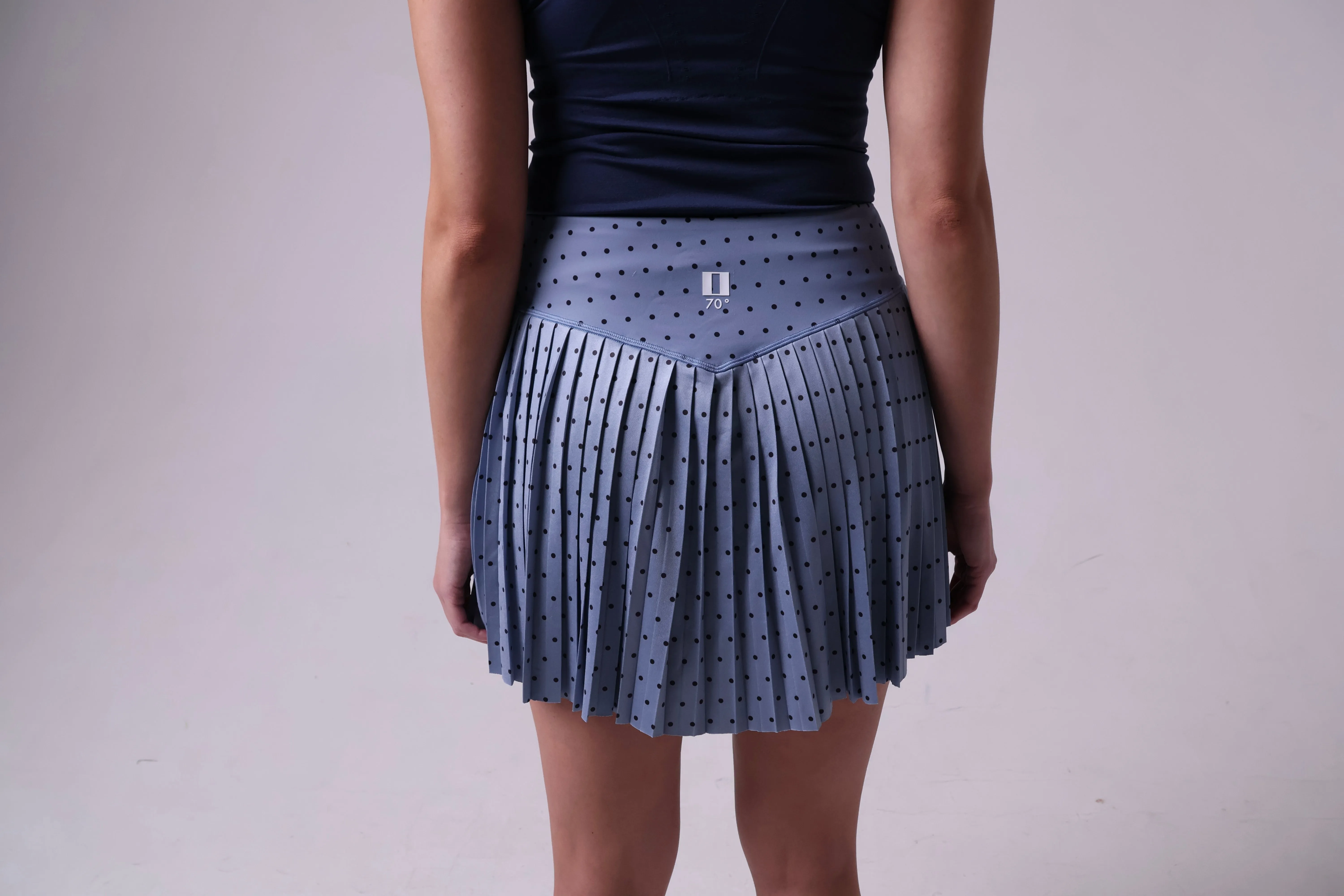 Polka Dot Full Pleat Skort- Bright Blue with Navy Dot