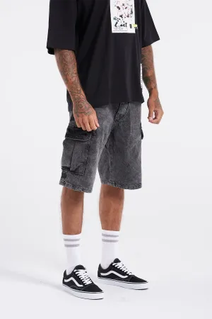 Premium Black Washed Cargo Shorts