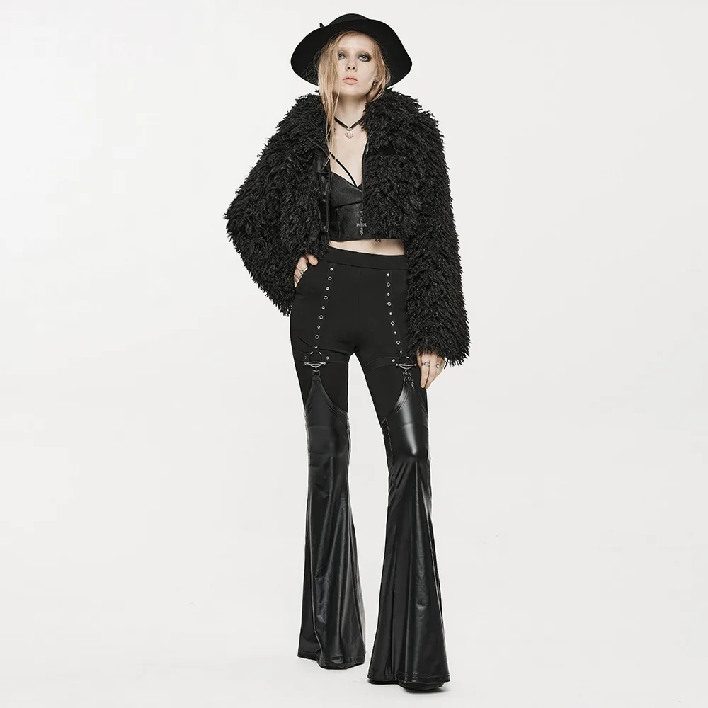 Punk Detachable Faux Leather Flared Leg Warmer Pants