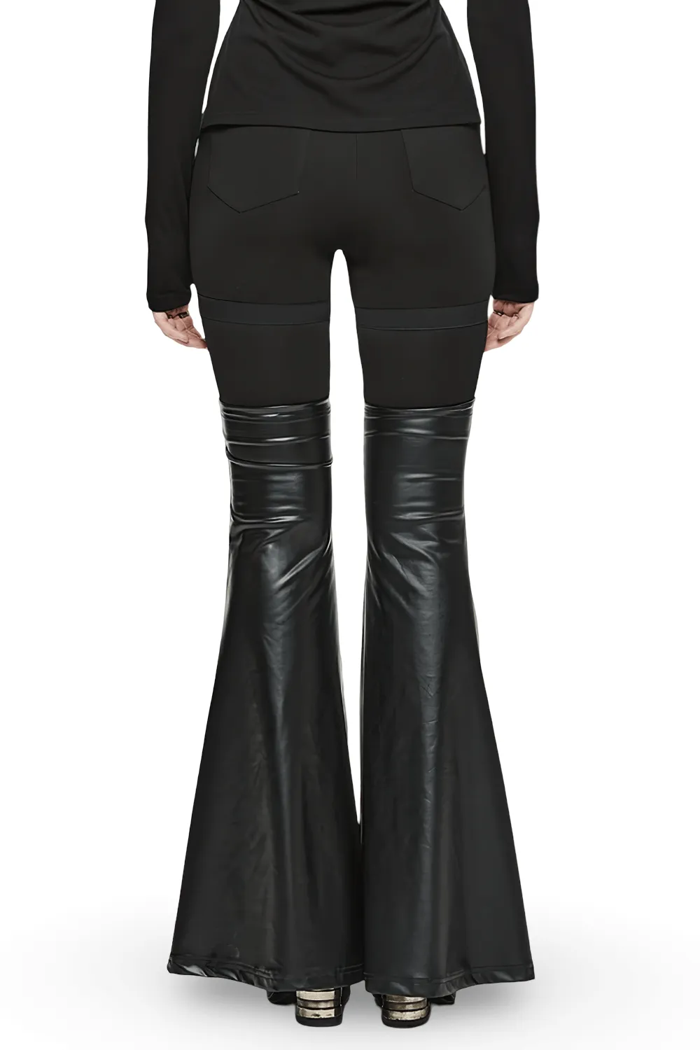 Punk Detachable Faux Leather Flared Leg Warmer Pants