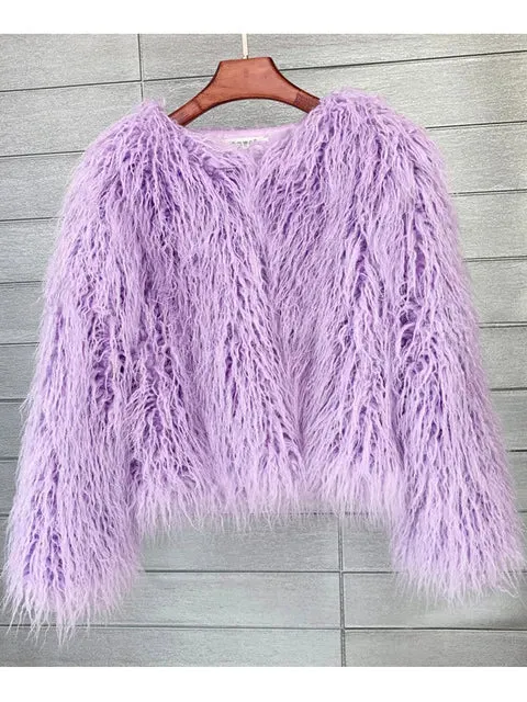 Purpdrank - Fur Coats Women Autumn Winter Top Fashion Pink Faux Fur Coat Elegant Thick Warm Faux Fur Jackets for Women