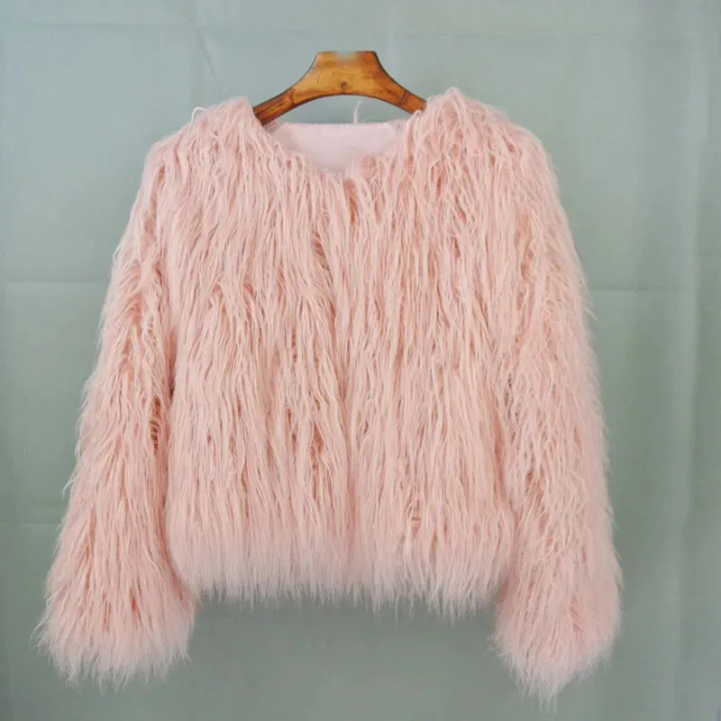 Purpdrank - Fur Coats Women Autumn Winter Top Fashion Pink Faux Fur Coat Elegant Thick Warm Faux Fur Jackets for Women