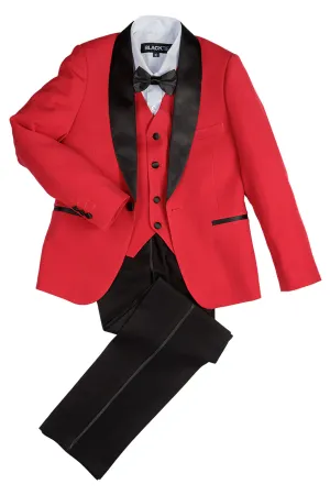 "London" Kids Red Tuxedo (5-Piece Set)