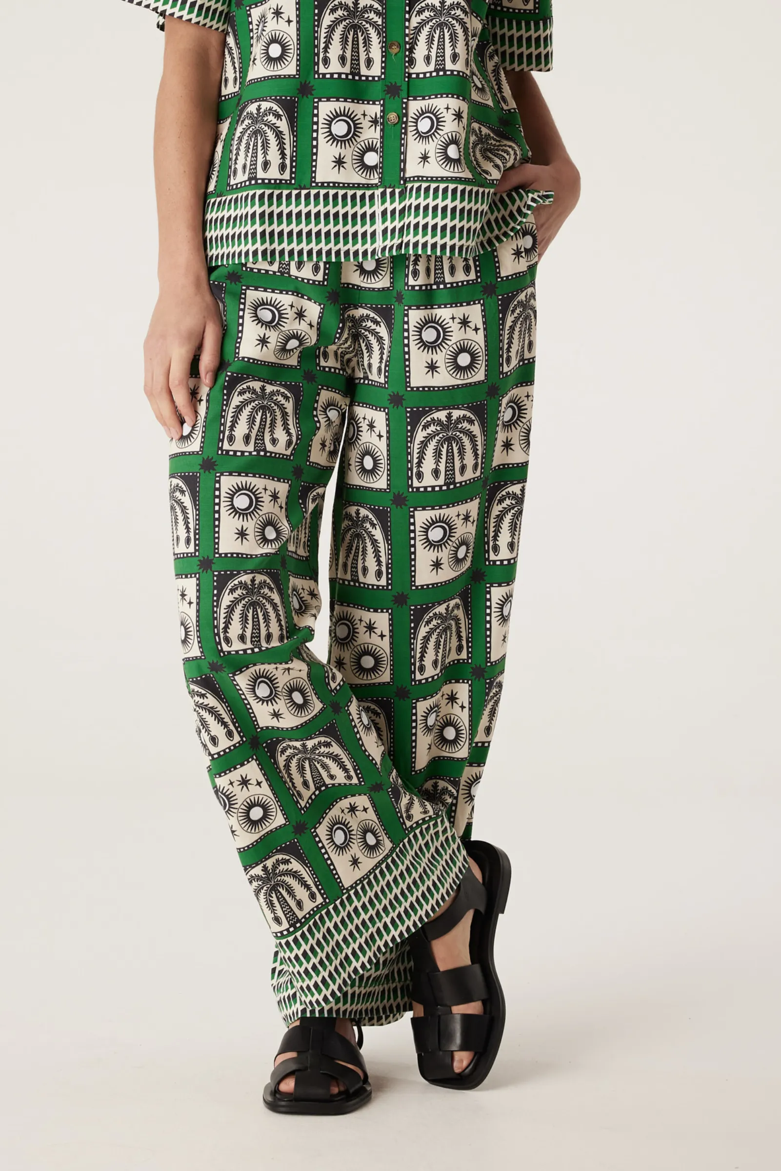 Raffles Pants - Green Print