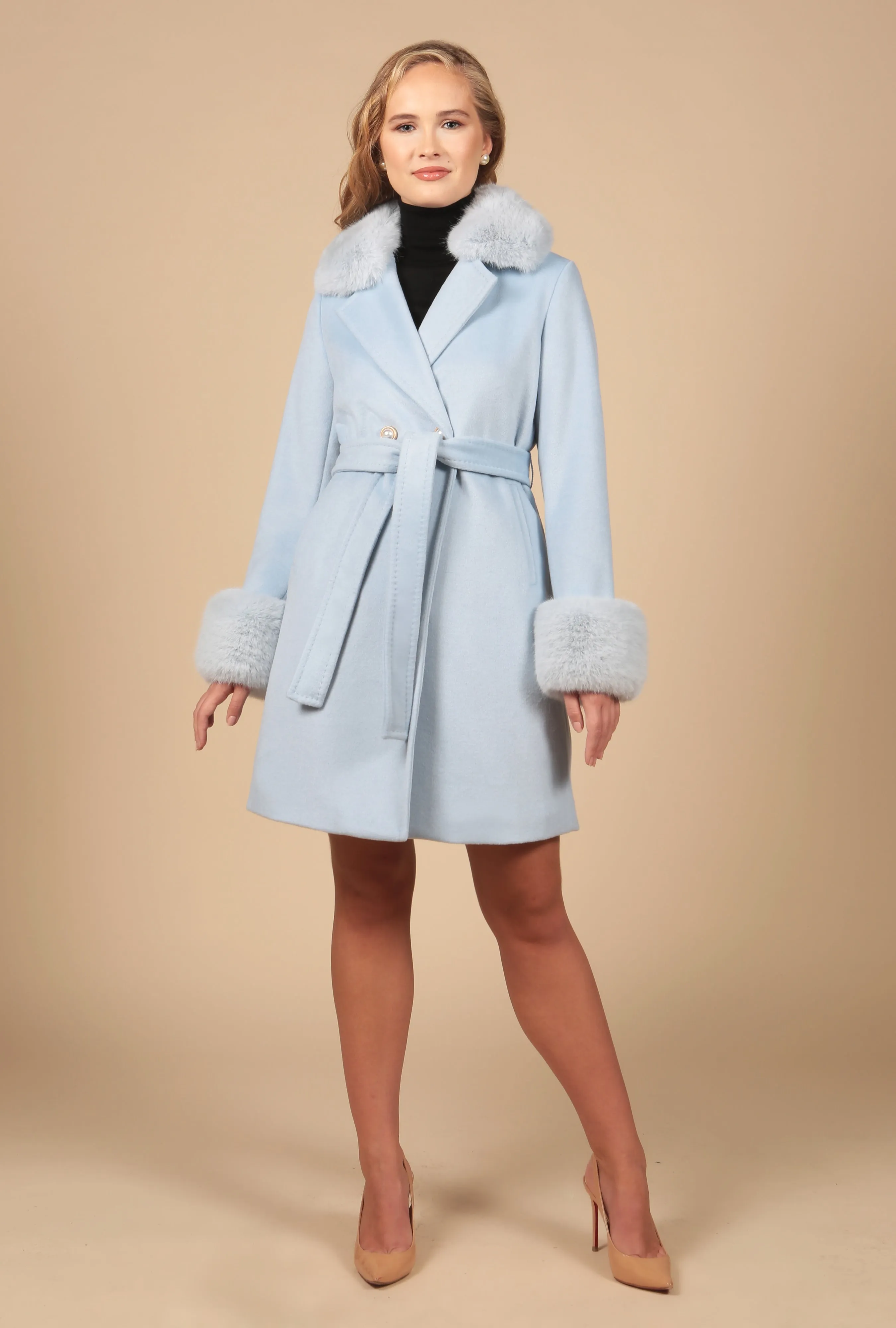 'Rear Window' Cashmere and Wool Coat in Blu