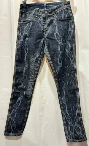 Reptile Design and Solid Denim Side Reversible Jeans