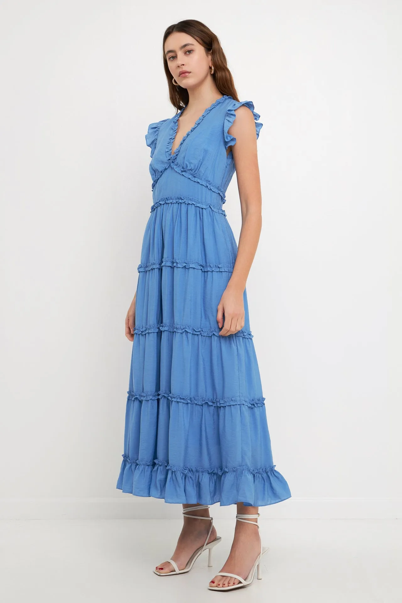 Ruffle Detail Tiered Long Dress