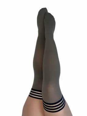 Sierra: Grey Opaque Thigh Highs. Petite to Plus Size