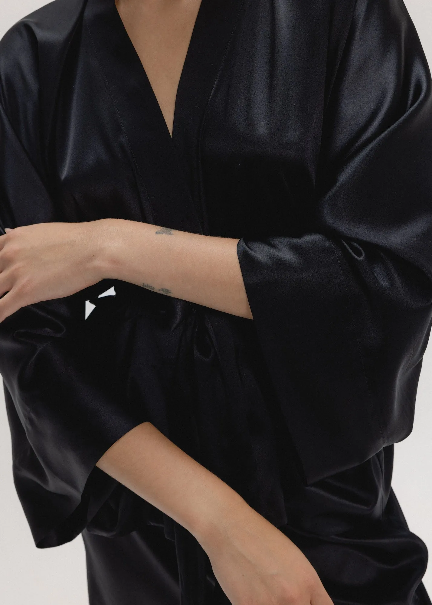 Silk Kimono Jacket in Black